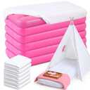 Windyun 6 Sets Kids Air Mattress Bulk with Fitted Sheet, Toddler Inflatable Bed 63 x 27 x 8 Inches Blow up Airbed Camping Sleeping Pad for Aged 3-10 Birthdays Slumber Sleepover Party (White)