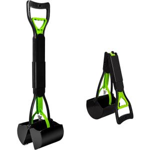 SZHLUX 32" Pooper Scooper, Foldable Dog Pooper Scooper with Unbreakable Material and Durable Spring for Grass and Gravel, Green