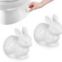 2PCS Toilet Bolt Covers, Decorative Toilet Screw Covers Cute Hidden Toilet Screw Caps for Bottom of Toilet Fits Most Bolts (Ceramic Rabbit Style)