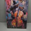 CXHOSTENT Black Jazz Canvas Wall Art Abstract Black Music Painting Prints African American Picture Musical Instruments Artwork for Men Room Decor Framed (Black, 16.00" x 24.00")