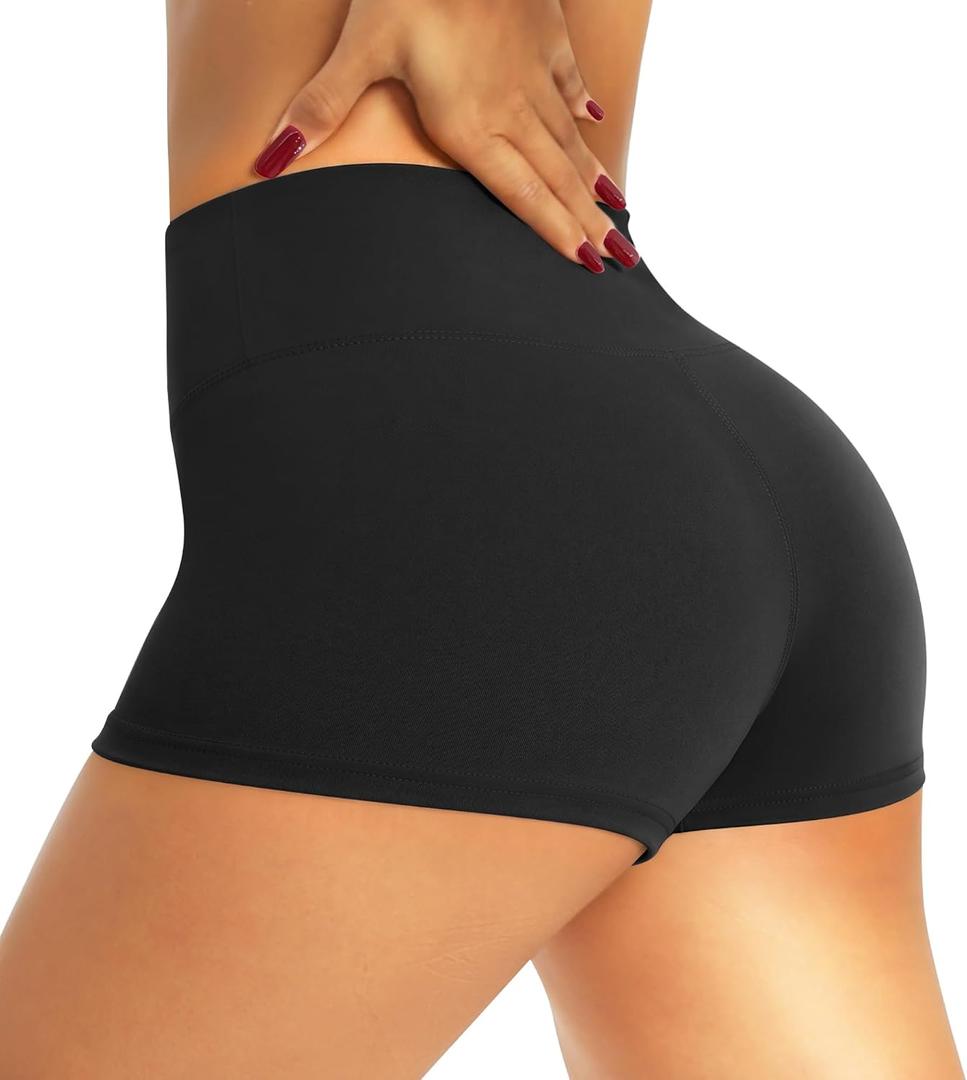 QGGQDD Workout Biker Shorts for Women - 3"/5" High Waisted Tummy Control Spandex Booty Shorts for Gym Yoga Volleyball (Black, XL)
