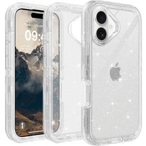 for iPhone 17 Case Clear, Anti-Drop, Transparent, Shockproof, Military Grade Drop Protection, Heavy Duty Protective Phone Case Cover for 17 6.3",Clear Glitter