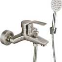 Aolemi Wall Mount Bathtub Faucet with Handheld Sprayer Wall Mounted Tub Filler with Diverter Single Handle,Brushed Nickel