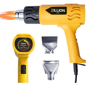 Heat Gun, BILLION GOLD 1800W Hot Air Gun 752-1112 with 2 Temperature Setting, Heat Gun for Crafting, Shrink Tubing, Paint Removing - 2 Nozzles