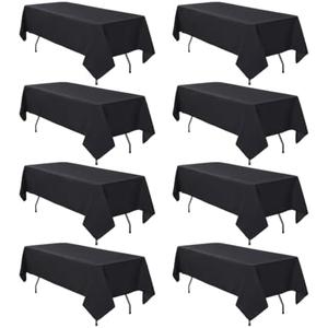 7Pack Black Tablecloth 60 x 102 Inch Polyester Table Cloth for 6 Foot Rectangle Tables, Wrinkle Resistant Washable Decorative Fabric Table Covers for Wedding Party Banquet Buffet and Camping  Black
