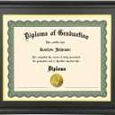 LTYHHK 12x17 Diploma Frame Solid Wood Black, Displays 12x17 Diplomas with Black Over Gold Mat or 16x20 Inch Without Mat, 12x17 Diploma Frame 12x17 inch Certificate Frames (L23B1620BG1217)