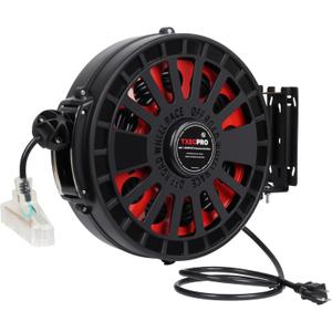 Retractable Extension Cord Reel, 45 FT, Heavy Duty 12AWG/3C SJTOW Power Cord, with Lighted Triple Tap Outlet, 15 Amp, Swivel Bracket for Ceiling or Wall Mount,UL Listed
