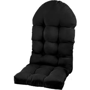 Adirondack Chair Cushion, Rocking Chair Cushion 44x19.4x4 inch, High Back Patio Cushions of Upper and Lower with Ties, Sunscreen and Fade-Resistant (Black, 1)
