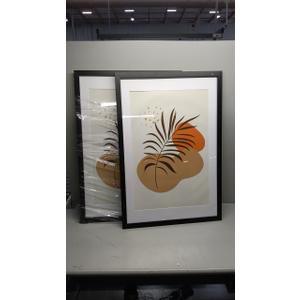 Botanical Wall Art Prints Unframed Posters 'Gray Bohemian Leaf' Home Dcor for Living Room, Bedroom, Office, 24 in x 36 in, Gray, Brown, Pack of 2 