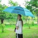 LANBRELLA Golf Umbrella Windproof Stick Umbrella Triple-layer Inter-vented Canopy Vented Auto Open 62 Inch