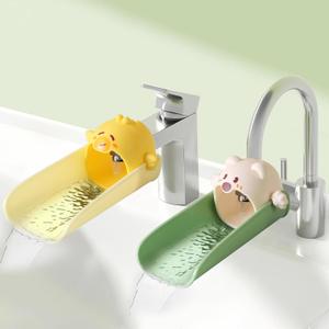 2 Pack Faucet Extender for Toddlers, Kids Sink Extender for Bathroom, Kitchen, EASICUTI Food Grade Silicone Faucet Extension, Baby Hand Washing Water Spout Extender Fits Standard, Gooseneck Faucet (Green + Yellow)