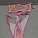 ZAFUL Women Strapless Textured Bandeau Bikini 2 Piece Swimwear Cheeky Solid Lace up Bathing Suits, Medium