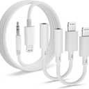 Lightning to 3.5mm Audio Adapter 2 Pack and 4ft Aux Cable Hi-Fi Lightning to Headphone Jack Adapter and Aux Cord Compatible with iPhone 14 13 12 11 XS XR X 8 7, Car Stereo, Headphones, Speaker