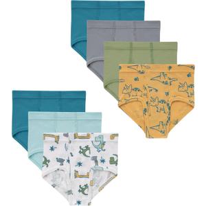 Hanes Toddler Boys' Organic Cotton Underwear, Pure Comfort 100% Cotton Boxer Briefs (2-3T, Green, White, Gold, Seafoam)