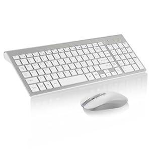 cimetech EasyTyping KF10 Wireless Keyboard and Mouse Combo, [Silent Scissor Switch Keys][Labor-Saving Keys] Ultra Slim Wireless Computer Keyboard and Mouse, Easy Setup for PC/ Laptop/ Windows - Silver