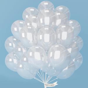 PartyWoo Clear Balloons 100pcs 12 Inch Transparent Latex Helium Balloons for Graduation Wedding Baby Shower Bridal Shower Engagement Gender Reveal Anniversary Birthday Party Decorations Clear-Y2