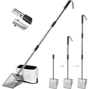 Cat Litter Scoop with Holder 43" Metal Litter Scooper with Stainless Steel Long Handle, Large Kitty Box Scooper Heavy Duty Deep Shovel for Fast Sifting, Dog Waste Scooops for Outside Pet Poop Cat Litter Scoop with Holder 43" Metal Litter Scooper with Stainless Steel Long Handle, Large Kitty Box Scooper Heavy Duty Deep Shovel for Fast Sifting, Dog Waste Scooops for Outside Pet Poop