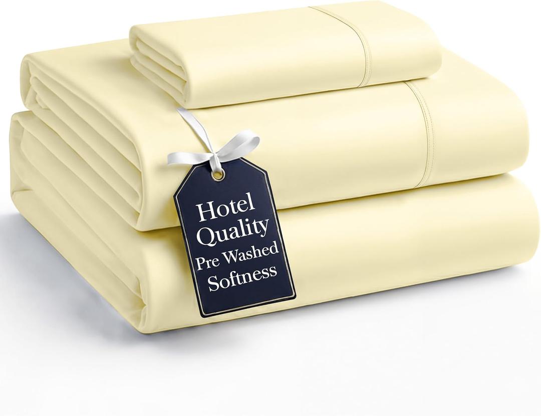 Casa Platino Twin Size Bed Set Pre-Washed, Ultra Soft & Breathable Sheets Twin, 3 Piece Set, Brushed Microfiber Bedding, Deep Pocket, Fits up to 15 inch Mattress Twin, Vanilla