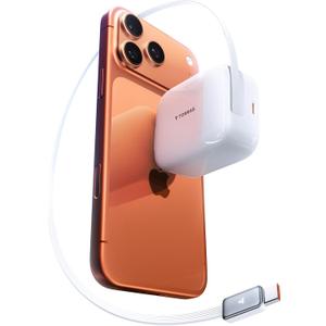 TORRAS FlexLine 67W Retractable USB C Charger Block, for iPhone 17 Charger Fast Charging, GaN USB C Cable with Dual-Port for MacBook Pro/Air, iPad, Samsung Galaxy S25 Ultra/iPhone 17 Pro Max, 39.37in (White)