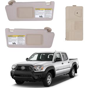 Sun Visor Left Driver and Right Passenger Side Beige Fits for Toyota Tacoma 2005-2012 with Storage Bag Fits 74320-35C10-B0, 74320-04181-B1
