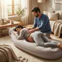 Inflatable Tummy Nest Pregnancy Pillow with Belly Hole, Belly Mattress for Pregnancy Pillow Stomach Sleepers,Maternity Pool Float,Prenatal Massage Pillow,Extra Wide&Tall,All Pregnancy Stages (Brown)