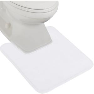 GORILLA GRIP Thick Memory Foam Toilet Rug for Bathroom, Square Shaped Washable, Soft Absorbent Velvet Topside Floor Mats, Machine Wash, Cushioned Luxury Rugs for Bath Room, 22.5x19.5, White