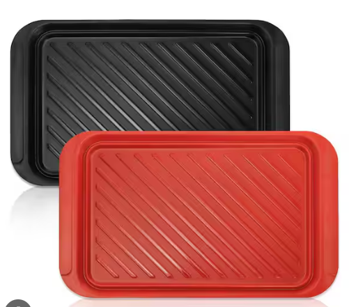 Lynzavix Black and Red Melamine Kitchen Serving Tray (2 Pack)