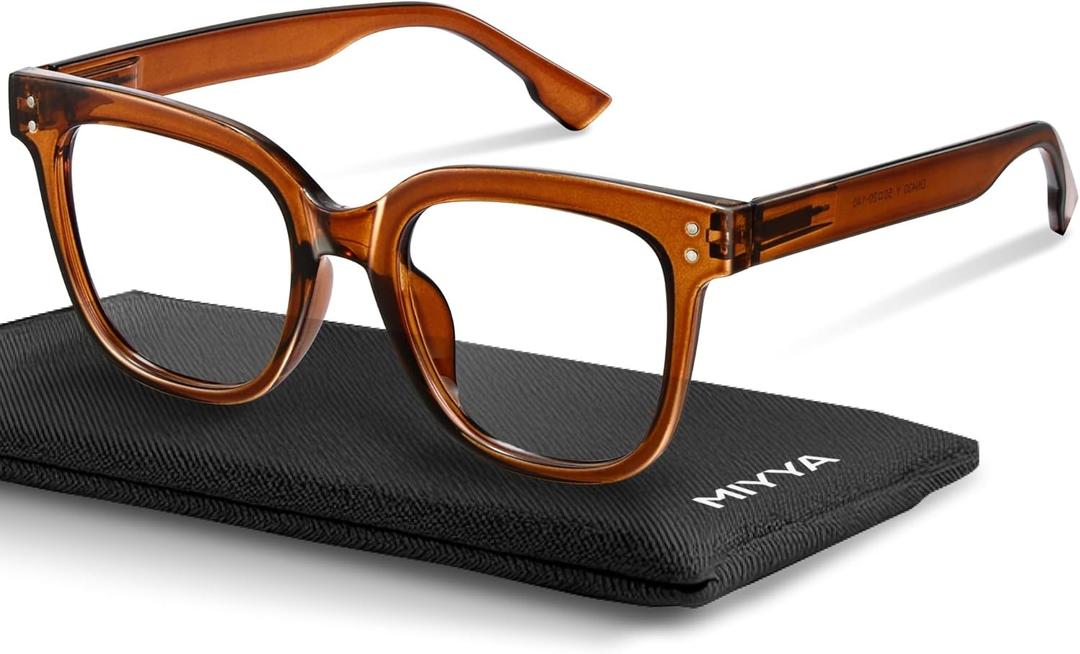 miyya Blue Light Glasses for Women & Men  Oversized UV & Blue Light Blocker Chunky Frames, Stylish Eyewear Accessories (Mocha (Transparent))