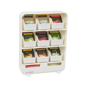 Mind Reader Tea Bag Organizer, Tea Station Organizer, Countertop Storage, Kitchen, Plastic, 10.25"L x 3.25"W x 13.75"H, White