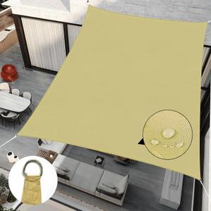 Upgrade 12'x16' Sun Shade Sail Rectangle Canopy, Water Resistant & UV Block Sunshade for Outdoor Patio Lawn Beach Garden Carport Backyard Deck Pergola, Sand