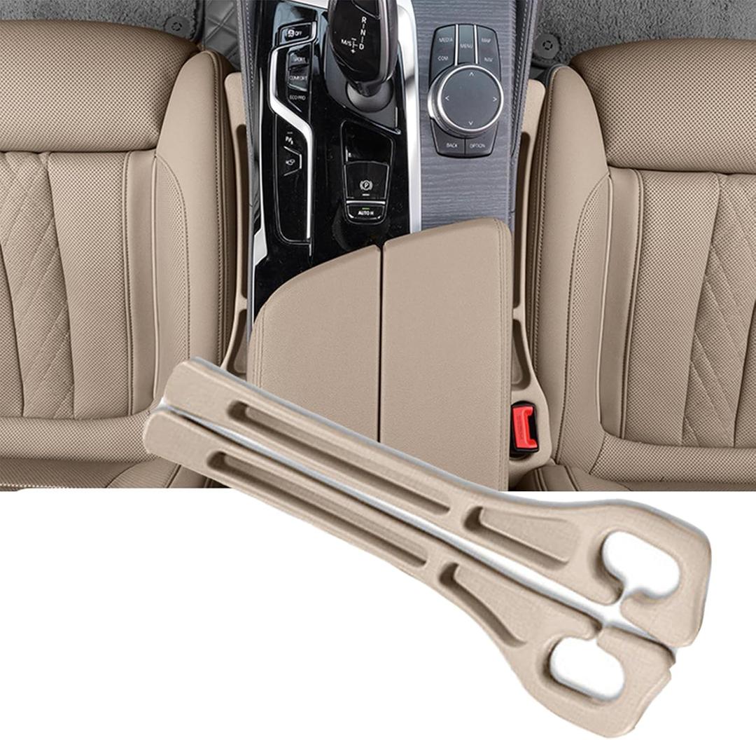 YANTING Car Seat Gap Filler Fit for Cars, SUVs & Trucks,Flexible Multifunctional No Drop Seat Guard with Organizer,2 Pack Car Gap FillerPrevent Falling,Gap Storage with Seat Belt Holes (Beige)