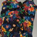 Tempt Me Women Ruched Slimming One Piece Swimsuits Tummy Control Vintage Bathing Suits (Large, Black Blue Floral)