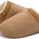 NewDenBer Women's Cozy Memory Foam Slippers Soft Fleece Lined Slip on Indoor Outdoor House Shoes (5-5.5, 5. Tan)