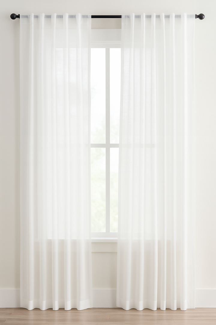 Sheer White Curtains – 2 Panels, Lightweight and Elegant Window Drapes for Living Room, Bedroom or Office – 40x74  Inches Each – Soft Polyester Voile – Easy to Hang and Wash 