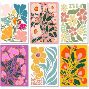 Yezavesu 6 Pack Paint by Numbers Kit for Adults Beginner 8x12 Inch, Flowers Adult Paint by Number Kits on Canvas Without Frame, DIY Acrylic Easy Flower Painting by Numbers for Home Wall Decor Gift (YOP505)