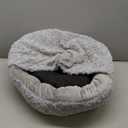 JOEJOY Small Dog Bed Cat Bed with Hooded Blanket, Cozy Cuddler Luxury Puppy Pet Bed, Donut Round Calming Anti-Anxiety Dog Burrow Cave Bed - Anti-Slip Bottom and Machine Washable 23 inch (Grey)