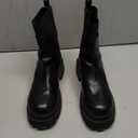 Women's Ankle Boots Platform Zipper Punk Motorcycle Booties Chunky Block Mid Heel Round Toe Fashion Work Combat Boots Size 6.5