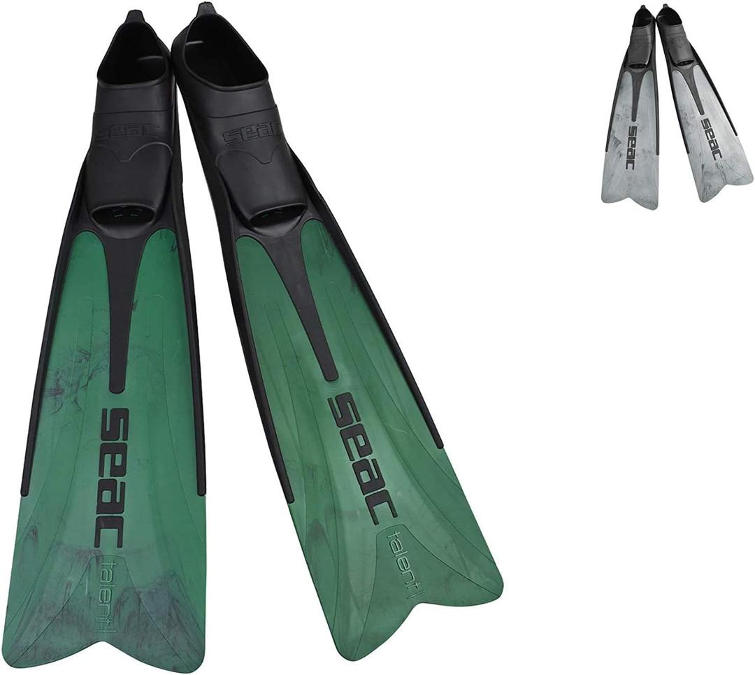 Seac Talent, Mid-Long Fins for Spearfishing, Free Diving and Diving, Green, 11-12