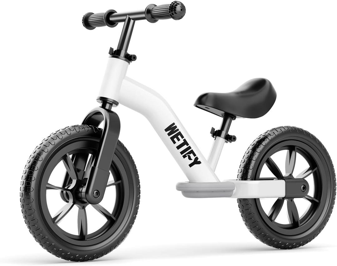 WETIFY Balance Bike 2 Year Old, 2-5 Year Old Toddler Balance Bike, No Pedal Bikes with Adjustable Handlebar & Seat, 2 3 4 5 Year Old Boys Girls Birthday Gifts Toys (White)