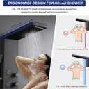 ROVATE Shower Panel Tower System with Rainfall Waterfall Shower Head, Elegant Matte Black 4-in-1 Shower-Tower with Jets and Handheld, Stainless Steel Shower Column High Pressure