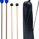 Drum Mallets Kit 2 Pairs Rubber and Yarn Marimba Mallets with Drumsticks Bag, Percussion instrument Accessories for Steel Drum, Bass, Cymbals, Glockenspiel, Xylophone Mallets for Beginners