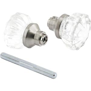 Prime-Line E 28315 Mortise Style Fluted Glass Door Knobs - Perfect for Replacing Broken Antique Lock Sets on Interior Doors, Features 2 In. Outside Diameter Knobs, Satin Nickel (Single Pack)