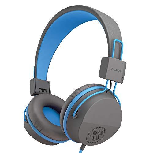 JLab JBuddies Studio On-Ear Kids Wired Headphones, Toddler Headphones, Kid Safe, Studio Volume Safe, Volume Limiter, Folding, Adjustable, Noise Isolation, with Mic (Graphite/Blue)