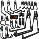 18 Pack Garage Hooks Heavy Duty - Anti-Slip Coating Garage Storage Hooks for Hanging BikeLadderGarden ToolsHose (Black)