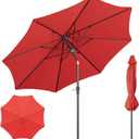 10 Ft Beanss Outdoor Patio Umbrella, Table Umbrella with Push Button Tilt and Crank, 8 Ribs Market Umbrella