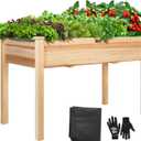 VIVOSUN Elevated Wooden Raised Garden Bed, 48 x 24 x 30 Inches, Outdoor Wood Planter Box w Bed Liner and Gloves for Garden, Patio, Balcony, Backyard and Outdoors, 220-Pound Capacity