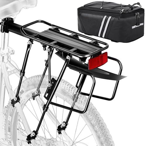 YONTUO Rear Bike Rack with Bag,310 LB Capacity Solid Bearings Bike Cargo Rack & Large Size Reflective,Quick Release Mountain Road Bicycle Rear Racks,Universal Bike Luggage Touring Carrier Rack,BCR06V2
