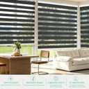 Changshade Cordless Zebra Blinds for Windows, Light Filtering Dual Layer Zebra Shades, Free-Stop Roller Blinds, Privacy Day Night Light Control for Bedroom Living Room Office, Black, 32" W x 48" H