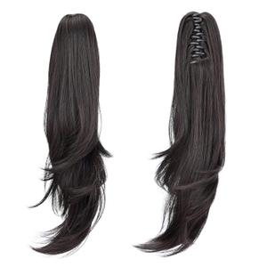 Ponytail Extension,Hair Extension Ponytail 20" Long Claw Hair Extension Synthetic Wavy Straight Hairpieces Ponytail Clip in Ponytail Wig Daily Fluffy Pony Tail for Women(Natural Black)