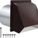 6 Inch Hooded Wall Vent with Screen and Damper,6" Vent Hood Wall Exhaust Vent Cover,Dryer Vent Cover Outside,6"Vent Cover Exterior Wall Vent Cap for Range Hood Kitchen Air Ventilation,Galvanized Steel